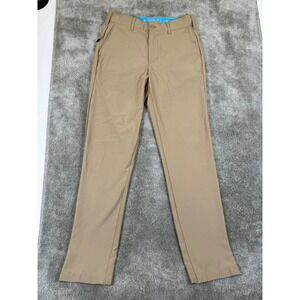 Birdie Bound Mens Performance Golf Pants Tan Khaki Stretch 30x32 Flat Front